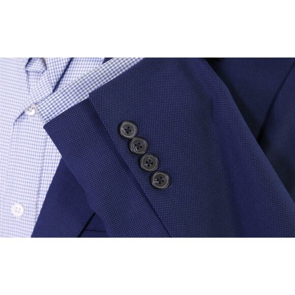 Bruce Julian Men's Clothing Blue Woven Performance Wool 2-Btn Blazer Jacket 40R - Picture 6 of 10